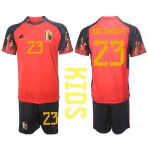 Belgien Michy Batshuayi #23 kläder Barn VM 2022 Hemmatröja Kortärmad (+ korta byxor)